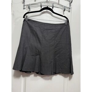 Vintage Y2K Express Grey Wool Pleated A-Line Career Skirt Womens 8 NWT 90s lined